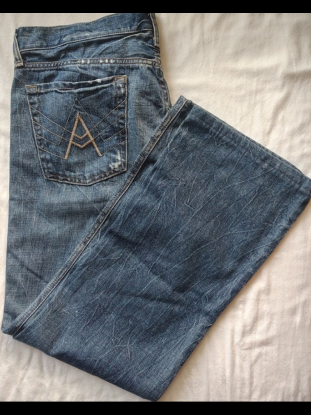 7 For All Mankind "A" Pocket Men's Bootcut Medium Wash Jeans 34 x 32 NWOT - Picture 6 of 10